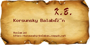 Korsunsky Balabán névjegykártya